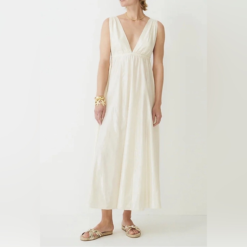 J. Crew Cream Ibiza Silver Maxi Dress